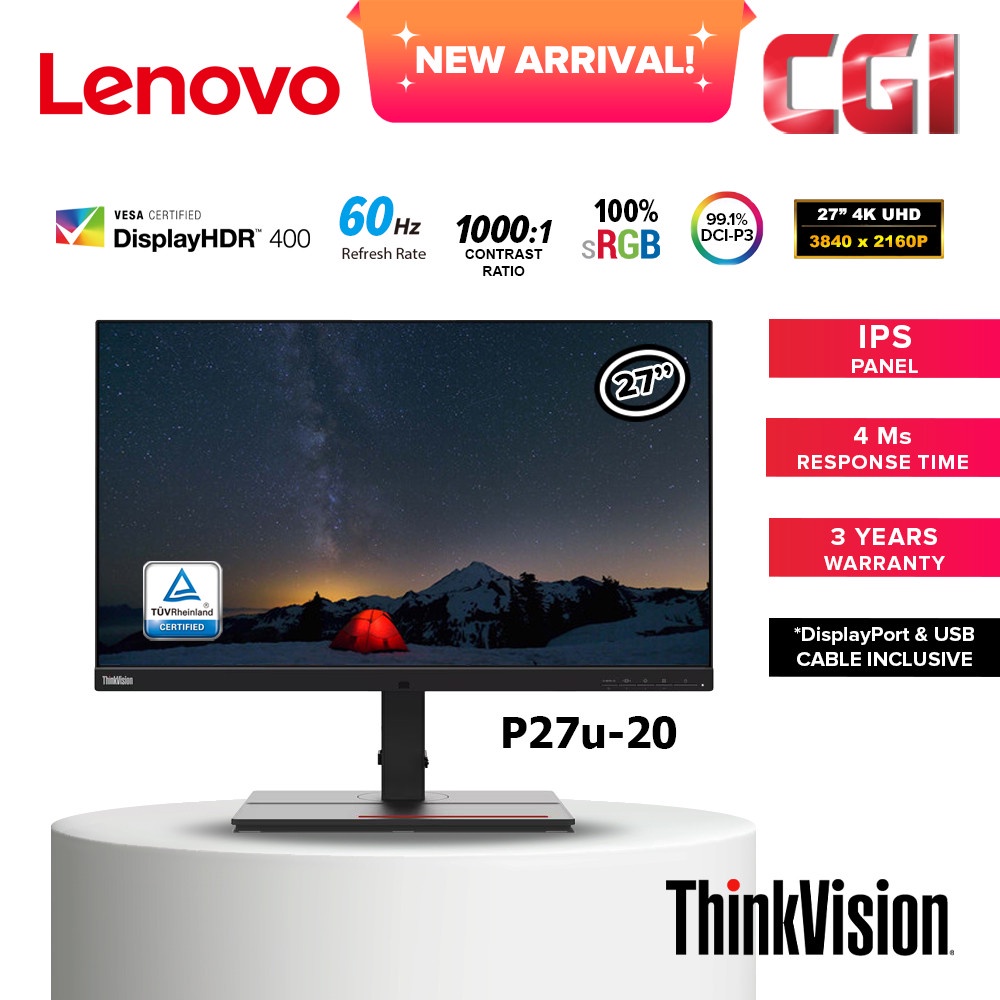 Lenovo ThinkVision P27u-20 27 4K IPS Monitor