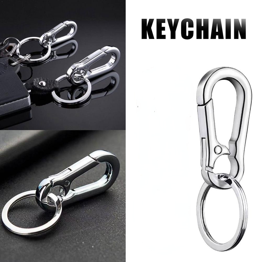 Men's Keychain Hook Stainless Steel Buckle Outdoor Carabiner Climbing Tool  Double Ring Car Fishing Key Ring Car Accessories - AliExpress