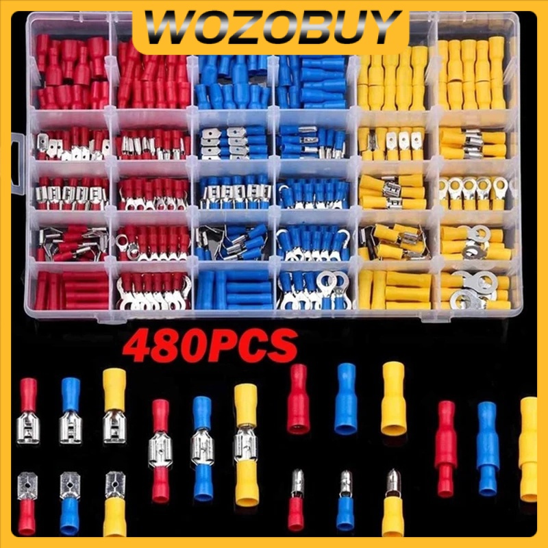 480pcs Crimp Spade Ring Connector Insulated Wiring Terminal