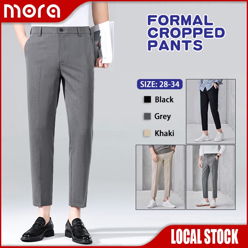 Cropped Business Pant for Men Slim Fit Ankle Length Flat Front