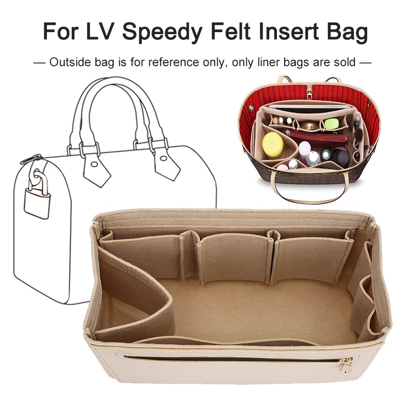 For LV Speedy25 30 35 Make up Organizer Felt Cloth Handbag Organizer Insert  Bag Travel Inner