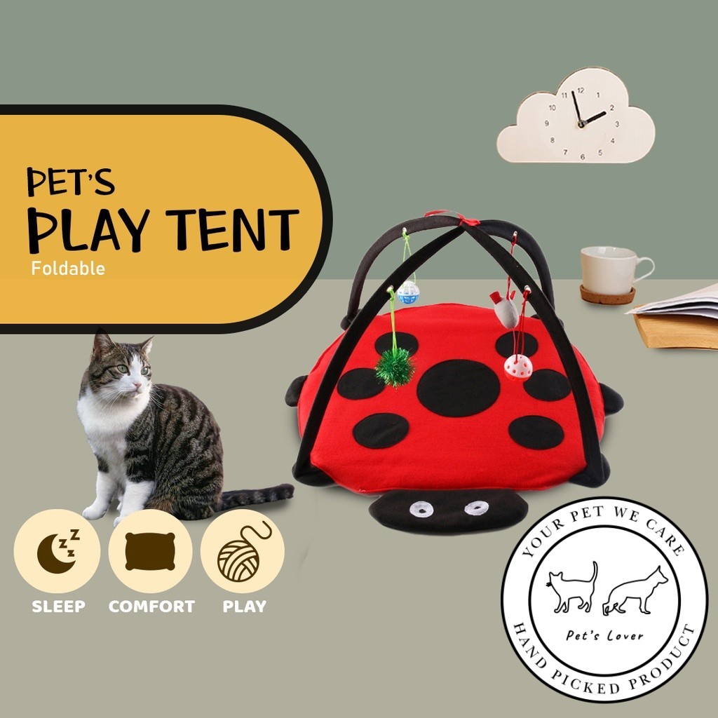 Cat Play Mat Foldable Interactive Cat Tent Cat Activity Center with Hanging  Toys