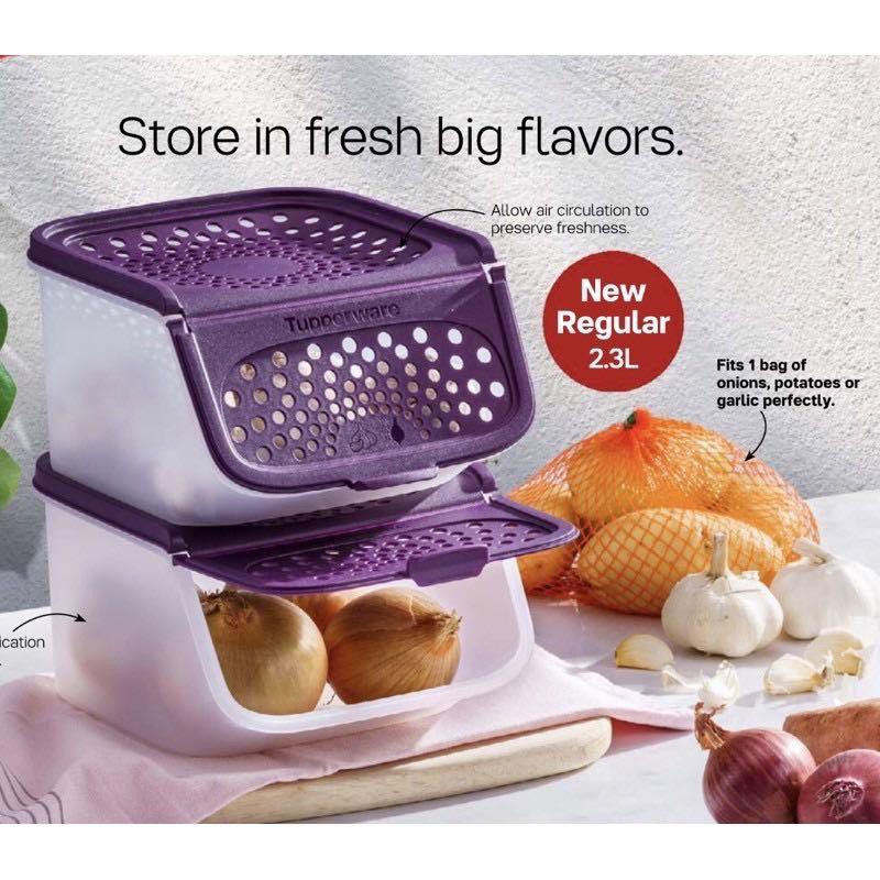 Tupperware Potato Storage Box 5.5L + Onion Storage Container 3L +