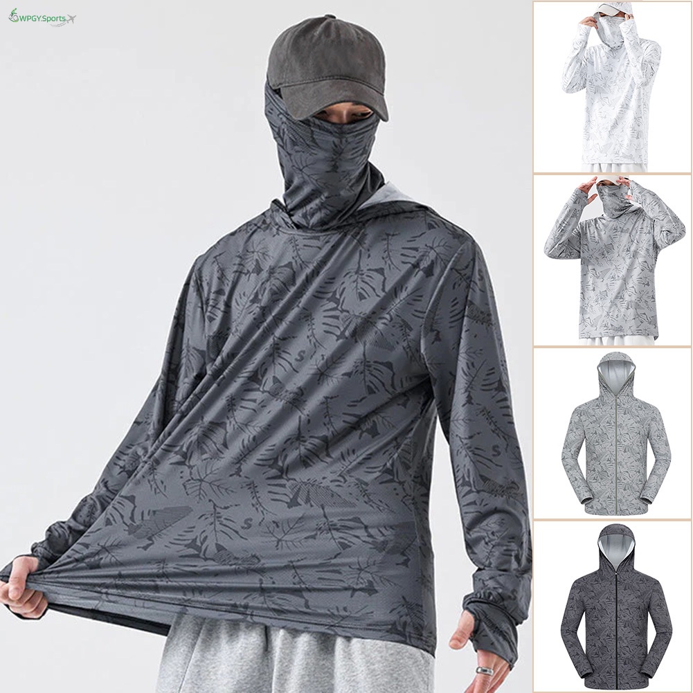 6 In 1 Professional Fishing Clothing Ultra Thin Hooded Rash Guard With Mask  For Women Men