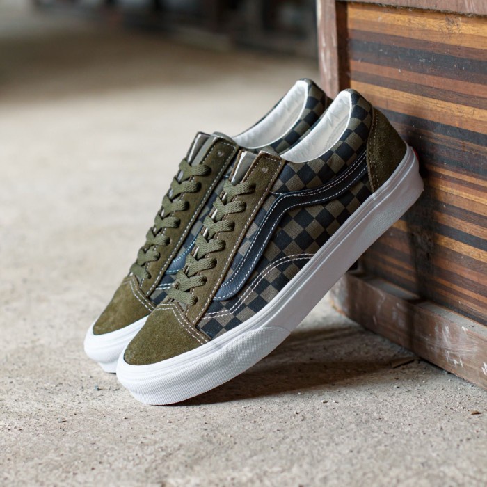 Olive green checkered clearance vans