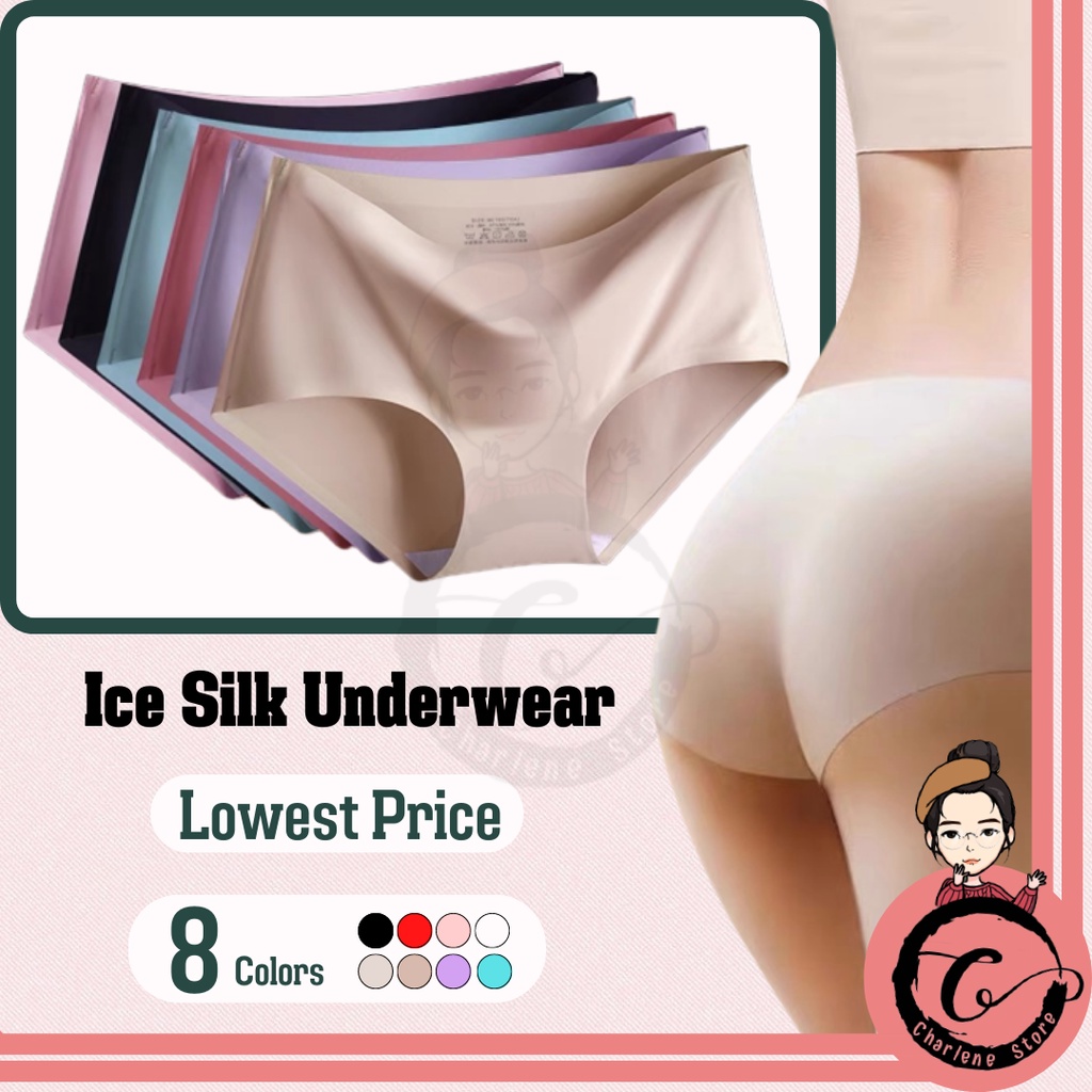READY STOCK-Women Ice Silk Panties One Piece Seamless Girls Clothing Underwear  Panties Women Briefs Fashion Seluar dalam