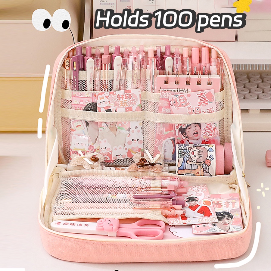 Large Kawaii Pencil Case With 3d Stickers And 5pcs Pens Cute Kawaii Pencil  Case For Girls Kawaii Pen Bags For Stationery Storage And Organizer Back To