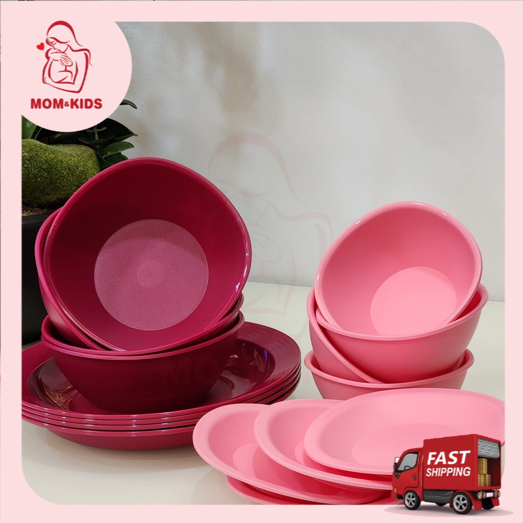 Tupperware 550ml Gourmet Plates 700ml Microwaveable Legacy Bowl Pingan  Mangkuk Hari Raya Set Elegent Dessert Maroon Pink