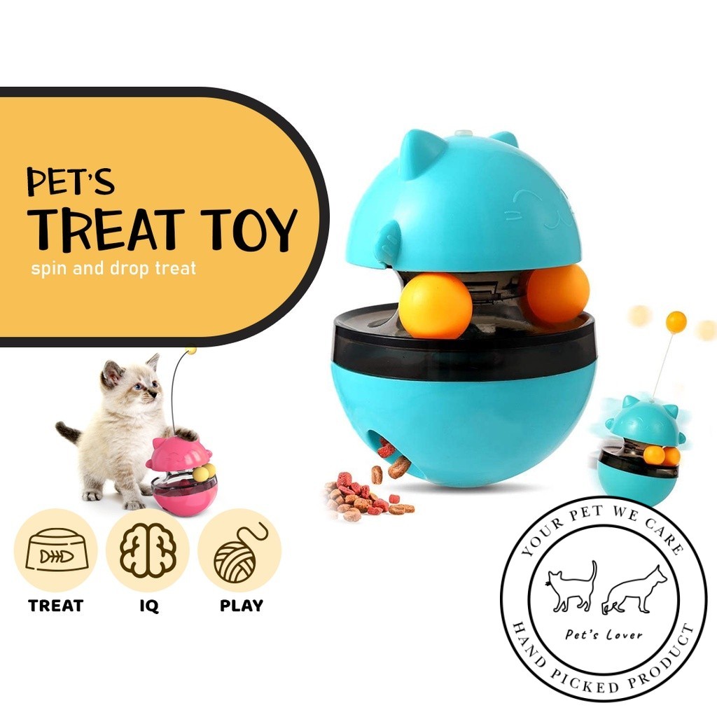 Adjustable Cat Treat Dispenser Toy - Leak Hole Design - Anti