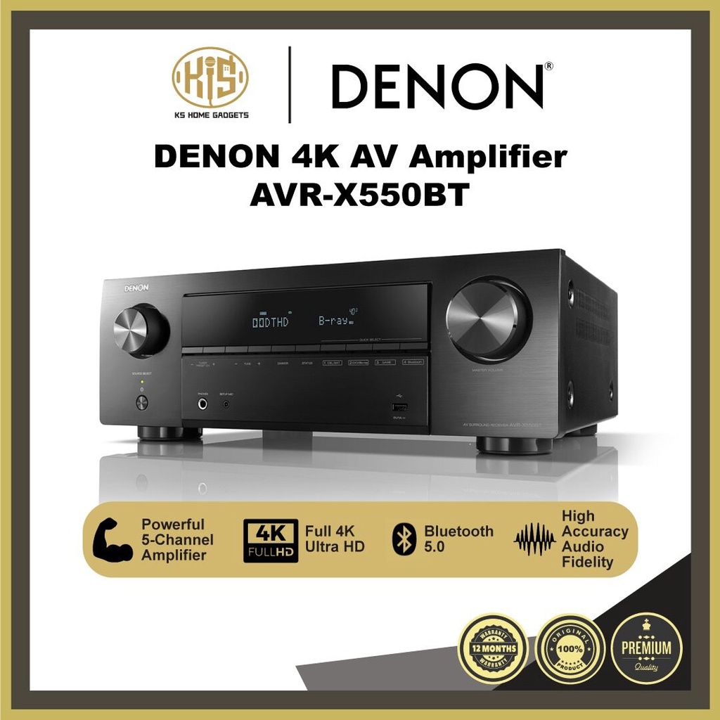 DENON AVR-X550BT 5.2 CHANNEL 4K ULTRA HD AV RECEIVER | Shopee Malaysia