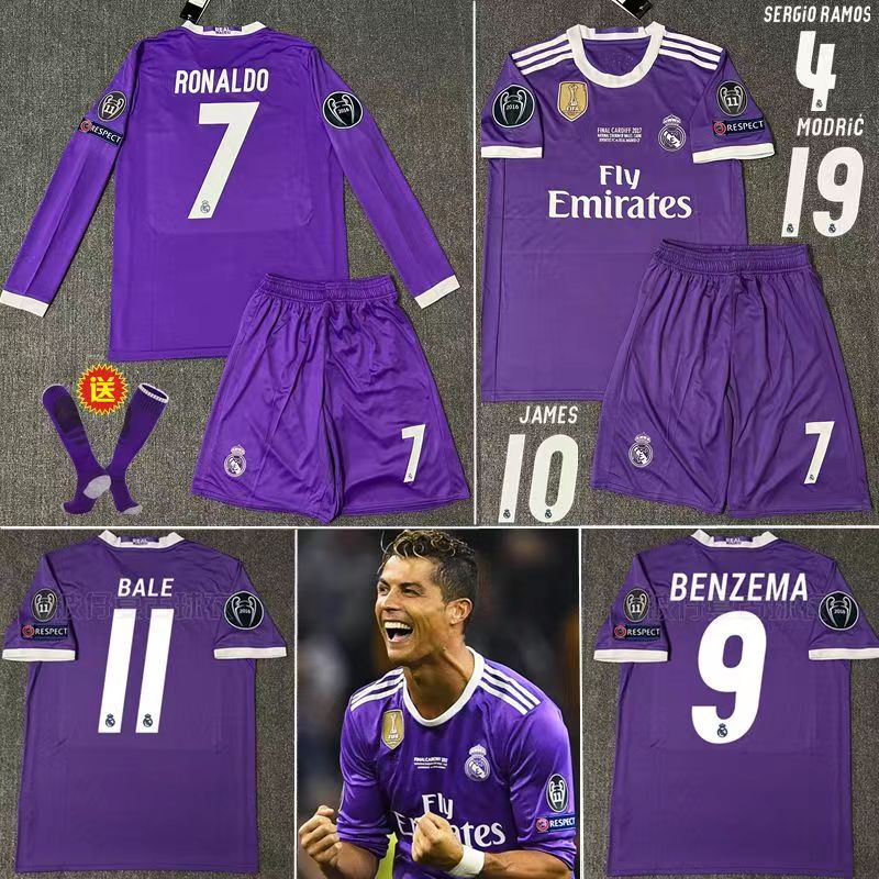 2016-2017 Retro Madrid Purple Long Sleeve Short Sleeve Football