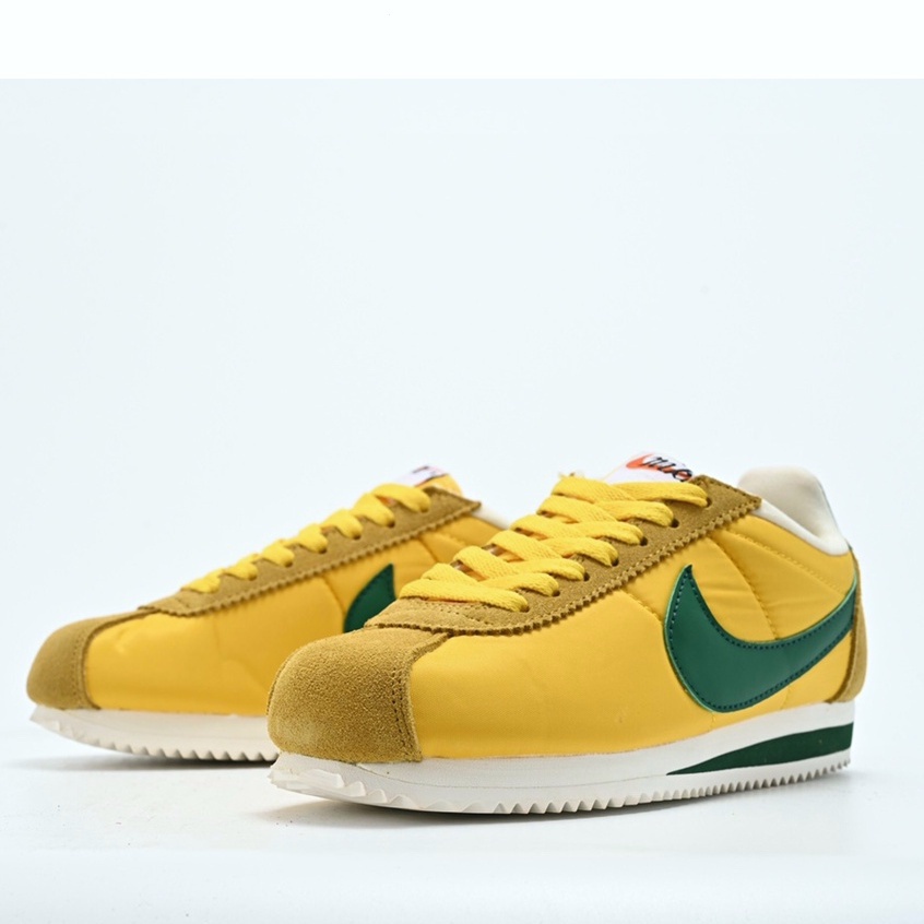 Nike cortez yellow top green