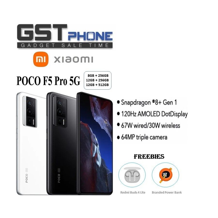 New Xiaomi Poco F5 Pro Dual SIM 5G 12GB RAM 512GB White (FREE