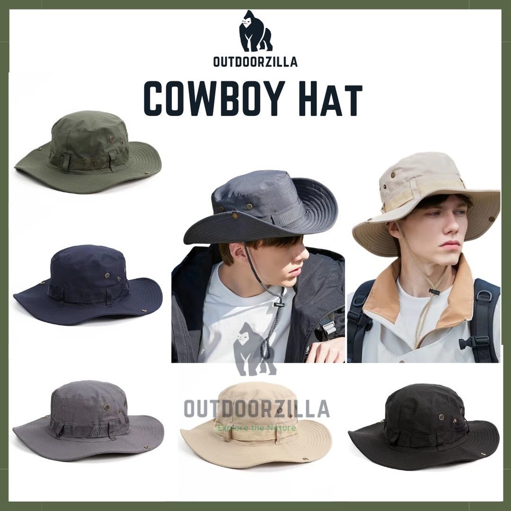 Outdoor Hat Hiking Fishing Fisherman Hat Camping Unisex Adjustable Strap  Sport Topi Memancing Top Rimbai Cowboy Hat