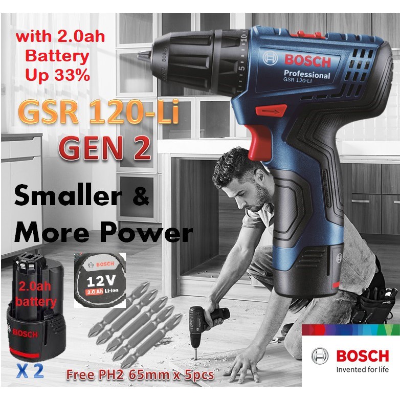 BOSCH GSR 120 LI 12V Cordless Drill Driver GEN 2 With 2.0ah