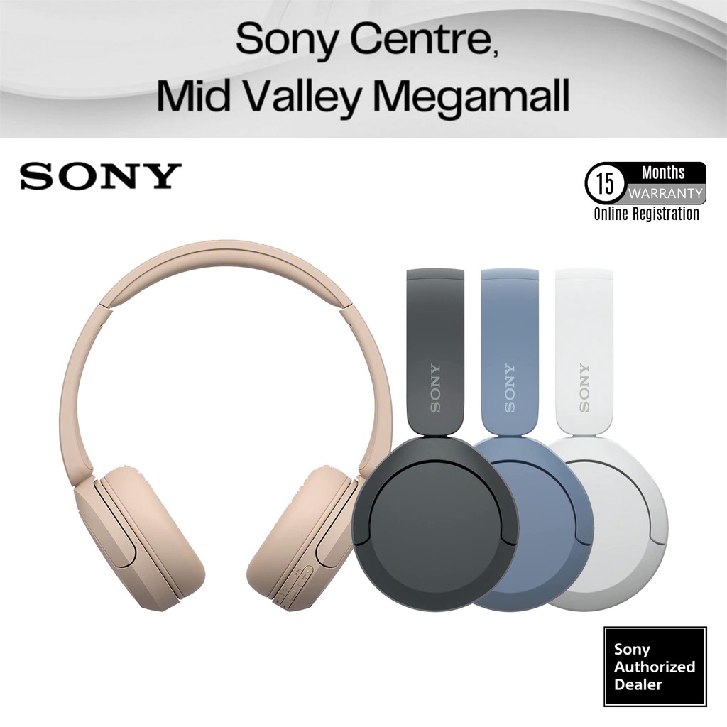  Sony WH-CH520 Best Wireless Bluetooth On-Ear Headphones with  Microphone for Calls and Voice Control, Up to 50 Hours Battery Life with  Quick Charge Function, Includes USB-C Charging Cable - Beige 