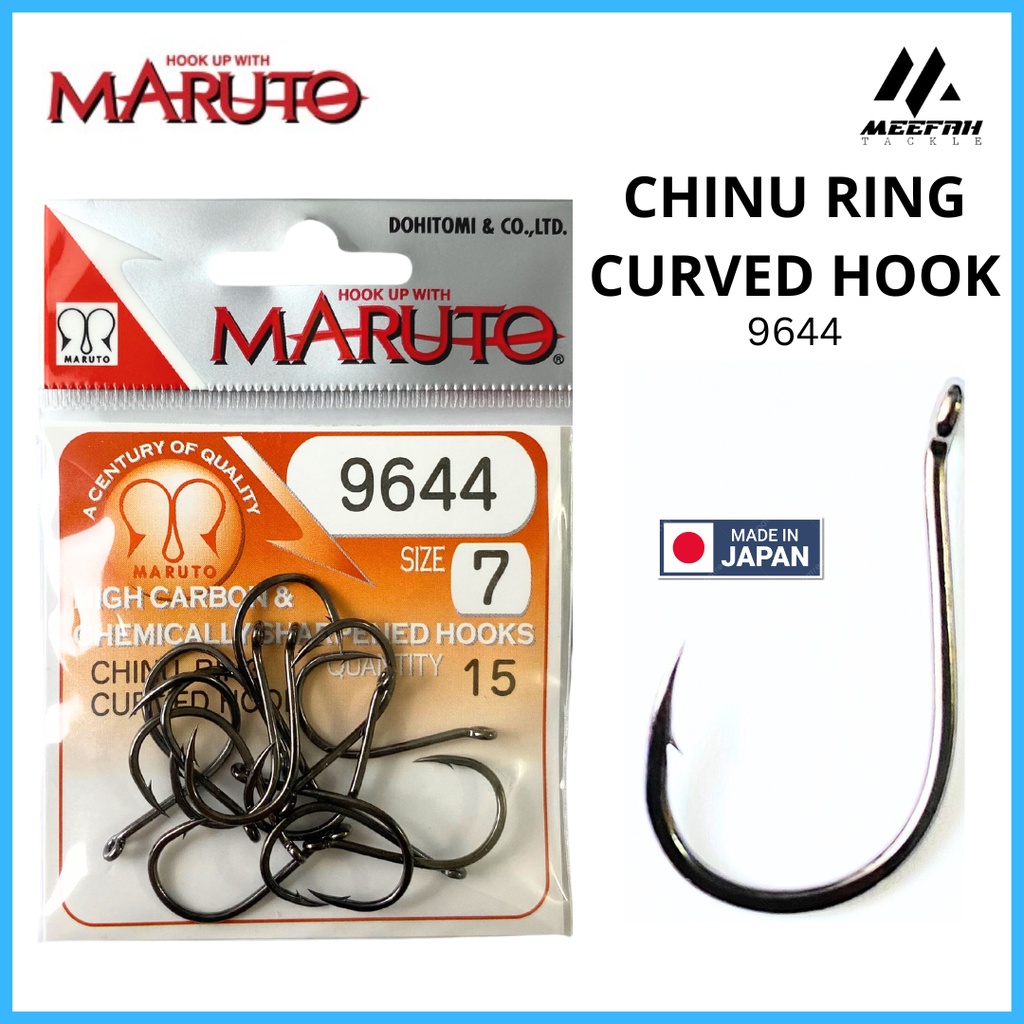 MARUTO JAPAN 9644 Chinu Ring Curved Hook - Chinu Fishing Hook Mata Kail  Pancing