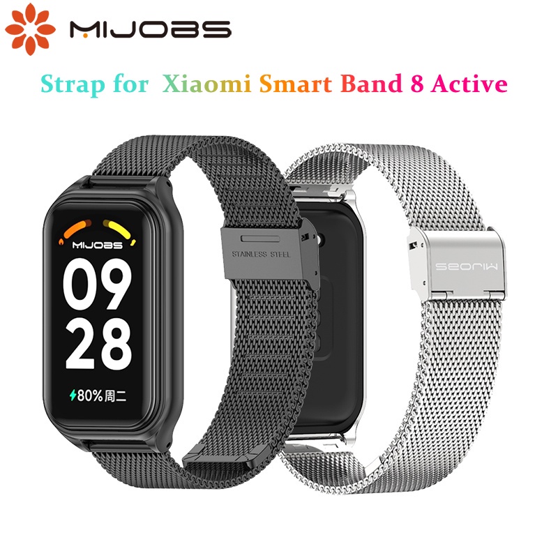 Mi Band 8 Active Strap Bracelet for Xiaomi Smart Band 8 Active Stainless  Steel Metal Watchband Mi Band 8 Active