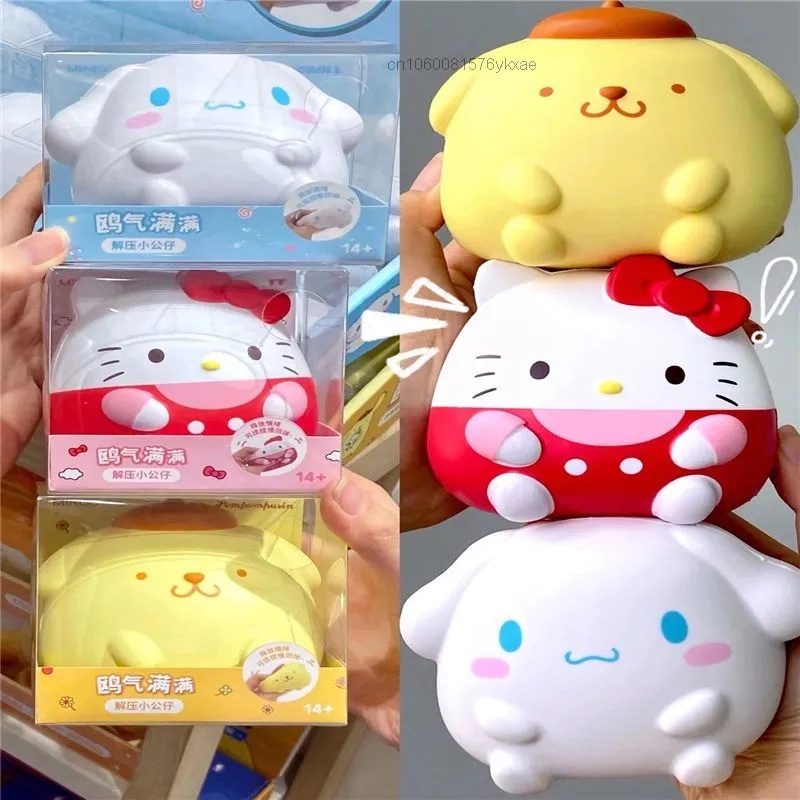 10pcs Kawaii Sanrio Anime Hello Kitty Kuromi Cute My Melody Cinnamoroll Glitter Ice Clear Jewelry Accessories Toy for Girls - Pom Pom Purin
