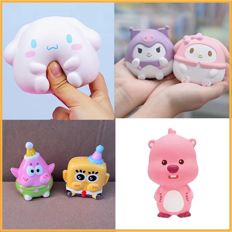 10pcs Kawaii Sanrio Anime Hello Kitty Kuromi Cute My Melody Cinnamoroll Glitter Ice Clear Jewelry Accessories Toy for Girls - Pom Pom Purin