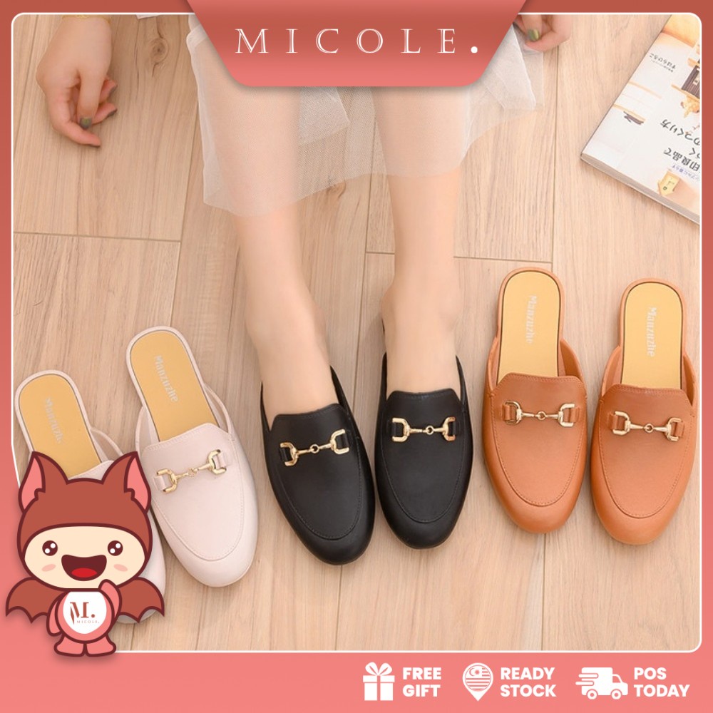 Ready Stock MICOLE S062 New Korean Fashion Shoes Ladies Footwear Casual  simple Summer Beach Sandal Women Flat Selipar