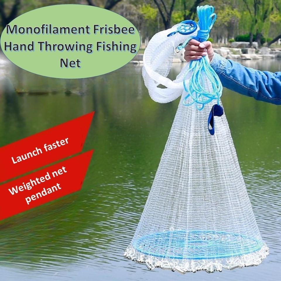 Jala senang tebar Fishing Net Hand Cast Thrown 12ft with Flying Disc Benang  Tangsi 12 Kaki