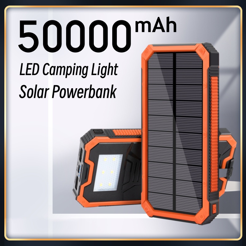 Wireless Solar 50000mah Power Bank Cargador rápido con luz Sos Led