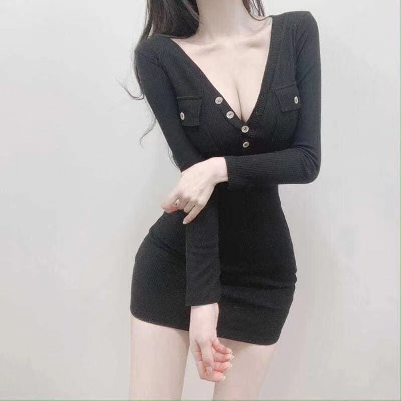 2024 Spring New Style Royal Sister Temperament Pure Desire Off-Shoulder  Bottoming Waist Slim Sexy Tight Hip Cover Dress for Women