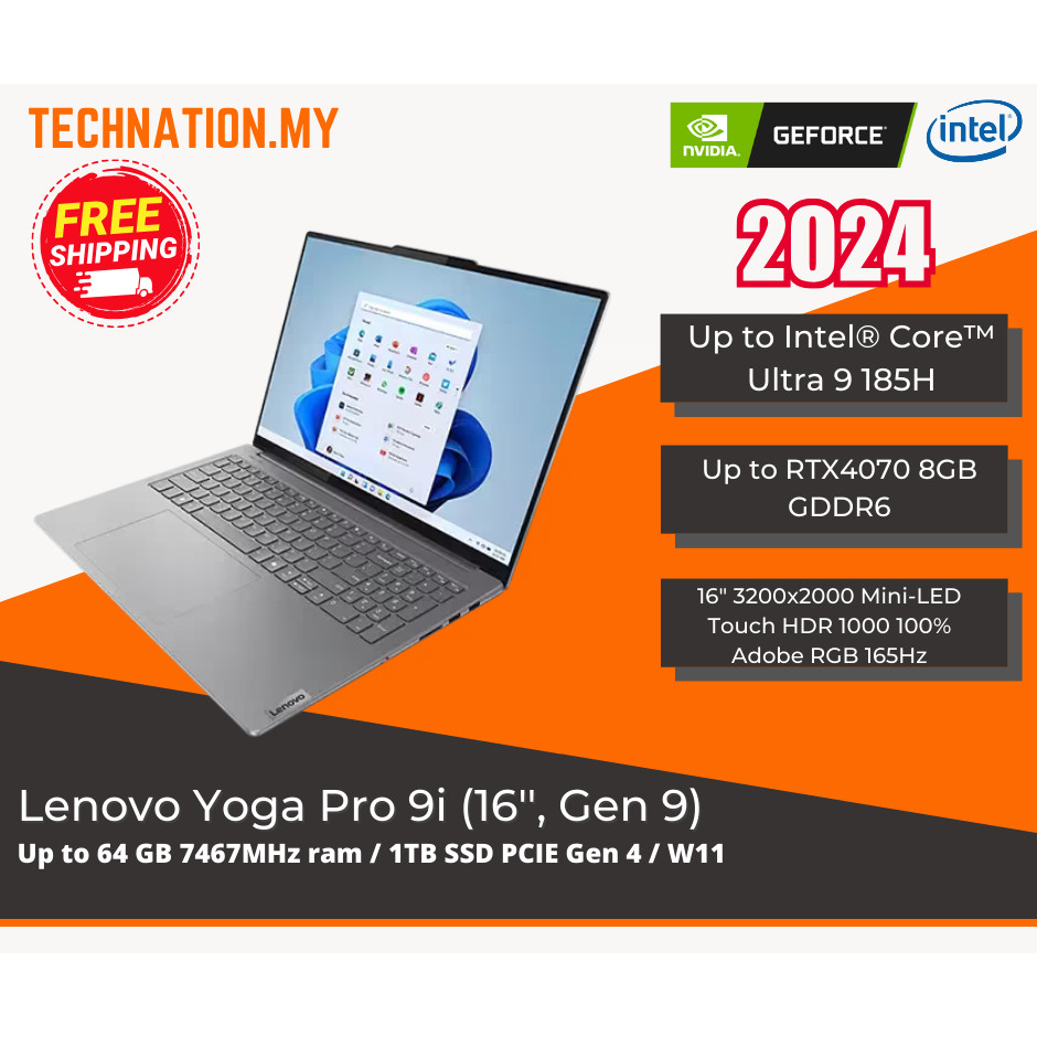 2024] Lenovo Yoga Pro 9i 16 Gen 9 (Up to Ultra 9 185H/RTX4060/3K Mini-LED)