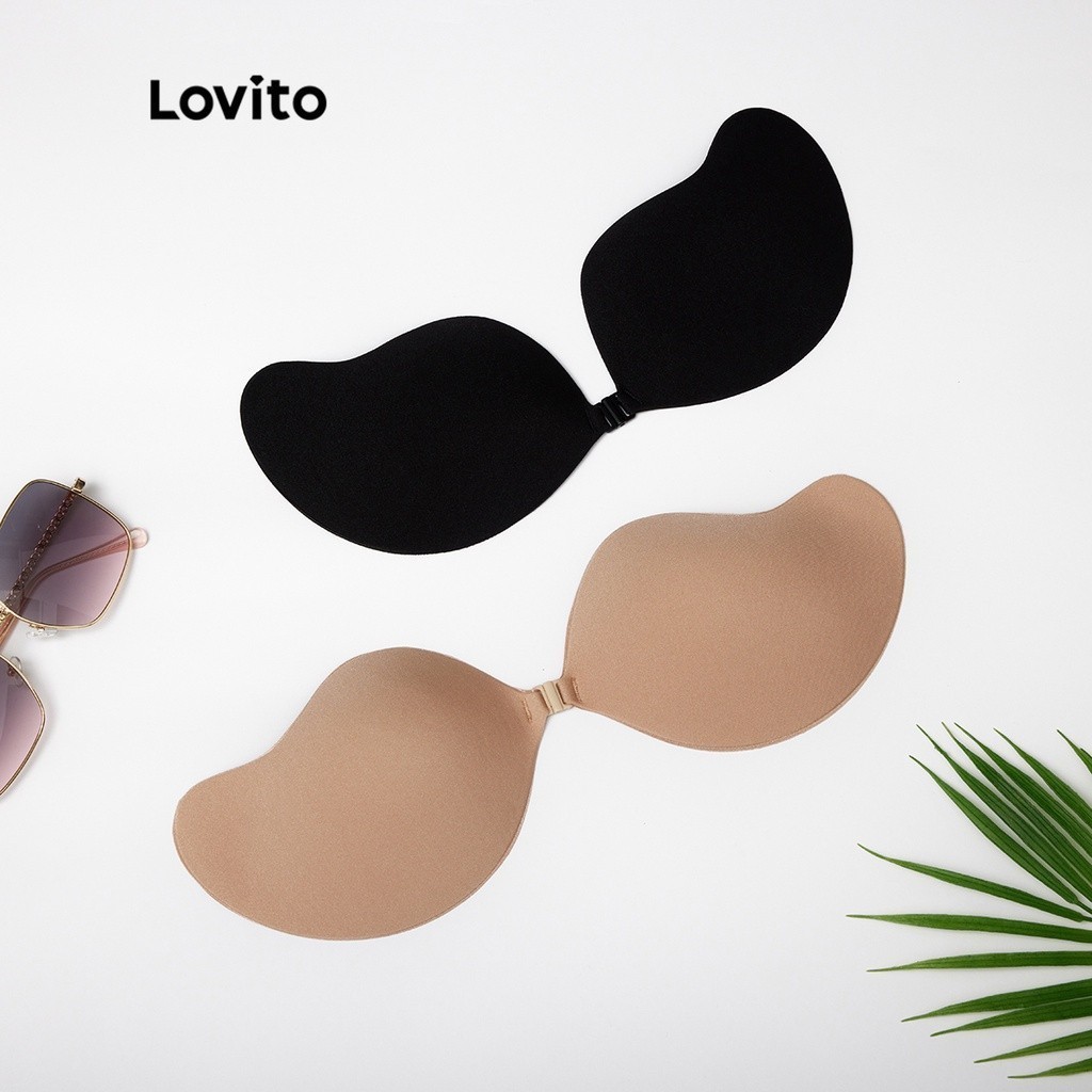 Lovito Casual Plain Full Cup Push Up Bras with Non Removable Pads Bralette  For Women L233L080 (Apricot/Black/Green)