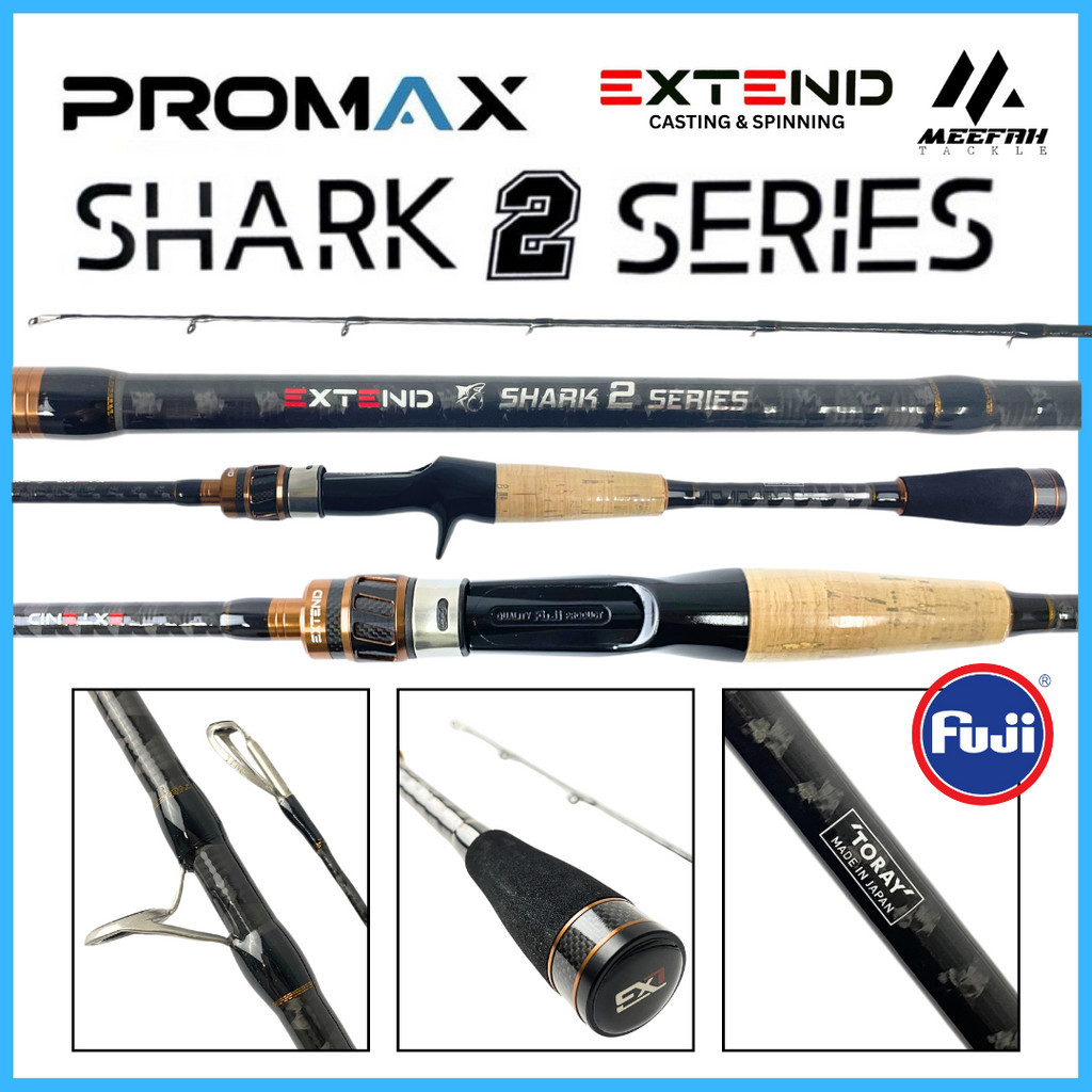 PROMAX EXTEND SHARK 2 SERIES🔥 INCULDE PVC 🔥 - Spinning Baitcasting BC Fishing  Rod Joran Pancing Sotong
