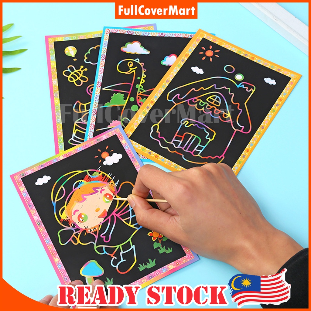 TOY39) Colourful Scratch Art Card Diy Party Gift Card design kad gorek  craft