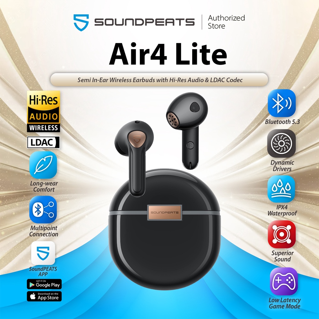 SoundPEATS AIR 4 LITE TWS WITH MULTIPOINT CONNECTION - BLACK