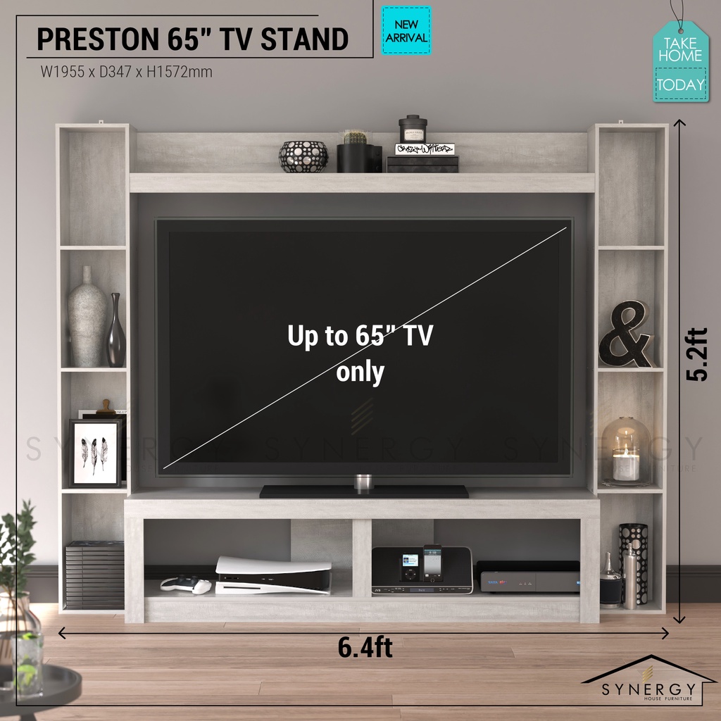 Preston II 80 TV Stand with Storage, Drawers, Shelves, Doors, and Glass  Doors.