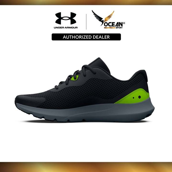 Under Armour Men s UA Surge 3 Running Shoes Black Green 3024883