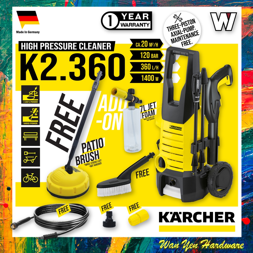 KARCHER K2.360 [ K2360 ] HIGH PRESSURE CLEANER 1400W, 120BAR, 6M HOSE
