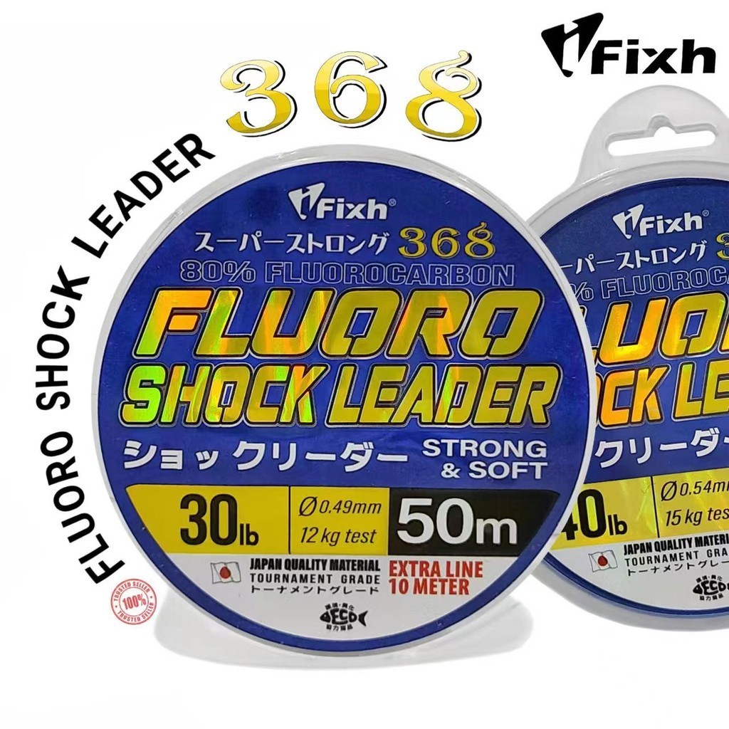 I-FIXH 368 FLUOROCARBON SHOCK LEADER FISHING LINE (50m+10m