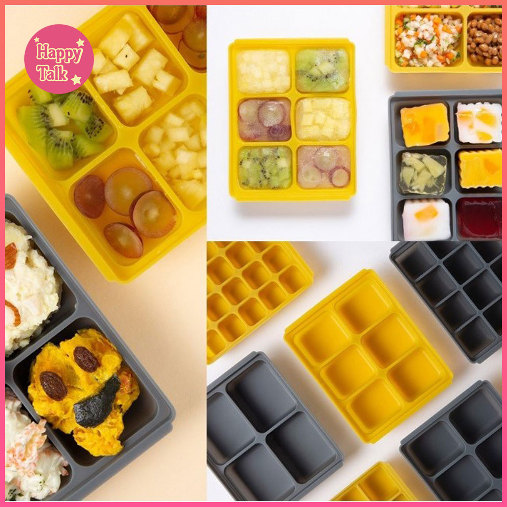PETINUBE Silicone Freezer Tray, Baby Food Storage Cubes with Clip-On Lid,  Freeze Baby Food, Soups, Purees, Ice, Easy and Safe Design, Made in Korea
