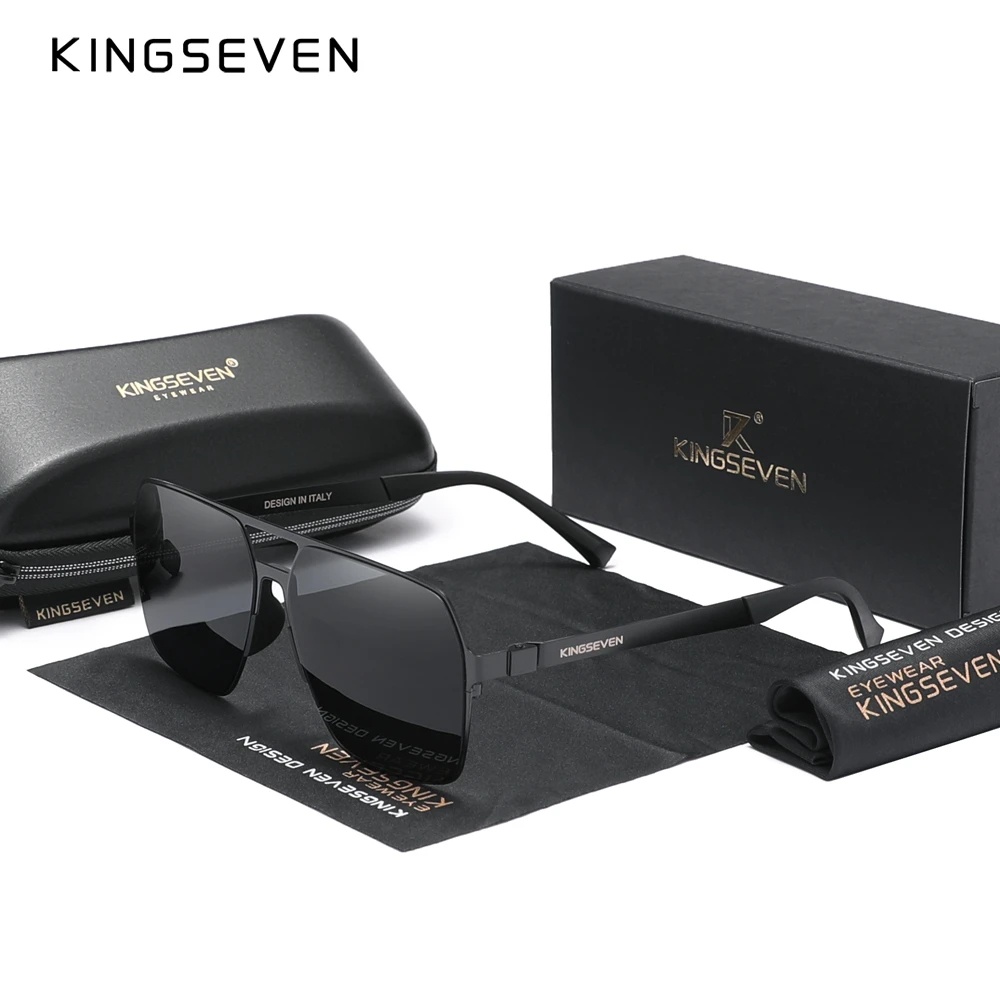 KINGSEVEN Brand Men's Glasses Square Polarized Sunglasses UV400 Lens  Eyewear Accessories Male Sun Gl…