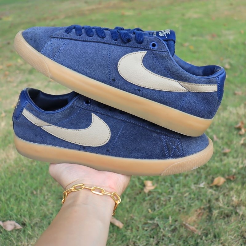Nike blazer low blue suede sales