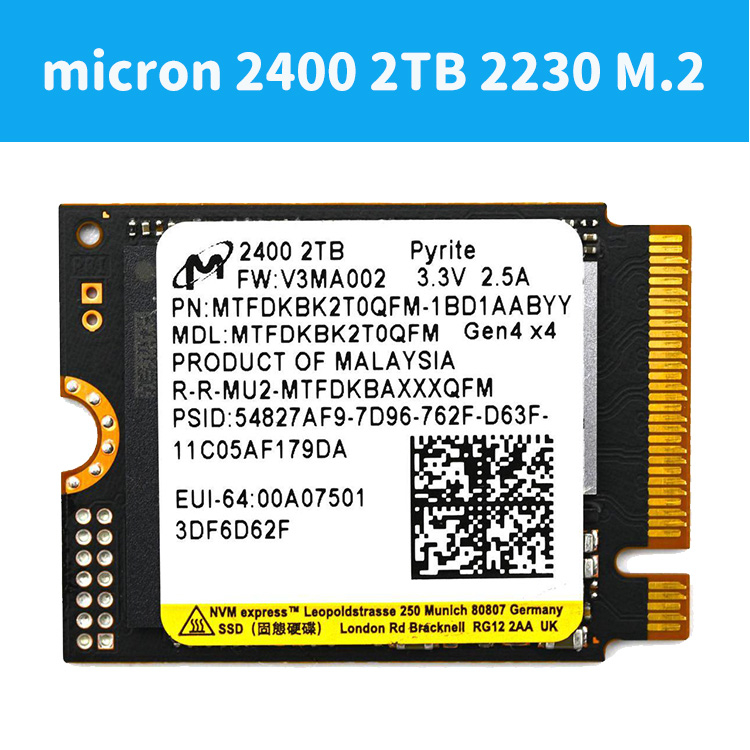 micron 2400 2T 2TB 2230 M.2 PCIE NVMe SSD Solid State Drive-steam